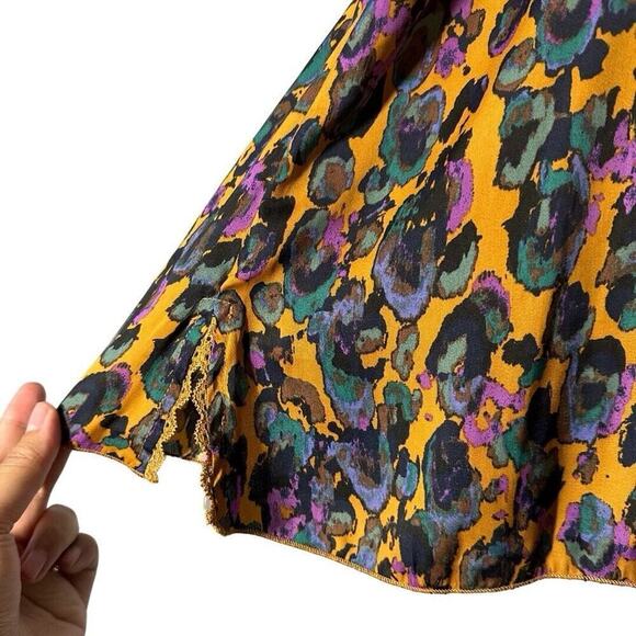 Intimately Free People Gold Purple Printed Lace Little Dreams Cami Size M - Picture 6 of 8